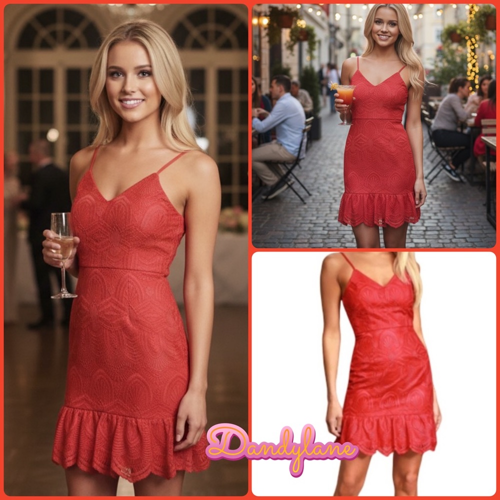 Shura Red Embroidered sleeves dress Size XL